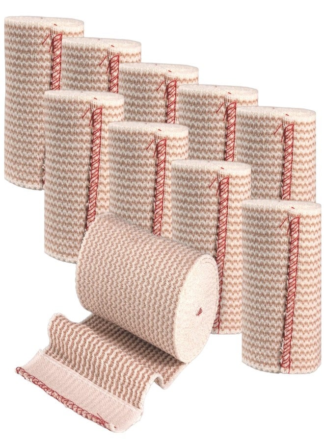 Vakly Elastic Bandage Wrap Rolls with Self-Closure [Pack of 10] Premium 3 Inch Bandages Comfort Athletic Compression Roll, 5 Yards Stretched for Customized First Aid Compression on Knee, Ankle & Wrist - Image 1